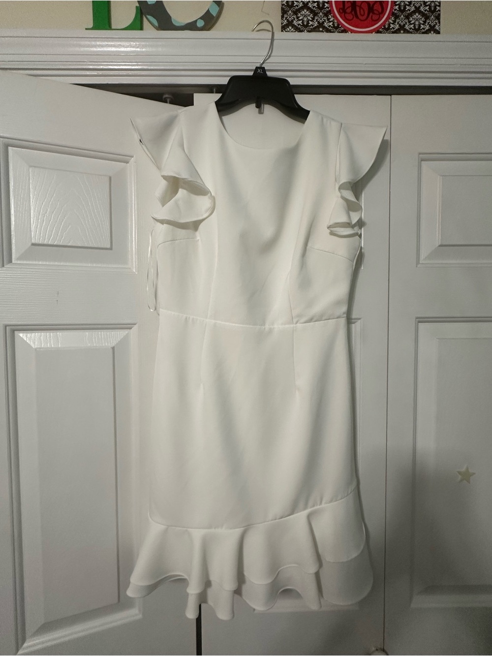 TCEC White Ruffle Sleeve Mini Dress